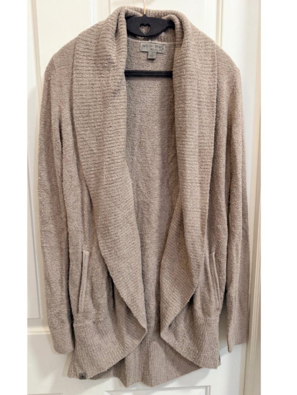 Barefoot Dreams CozyChic Lite Taupe Shawl Collar Cardigan Small
